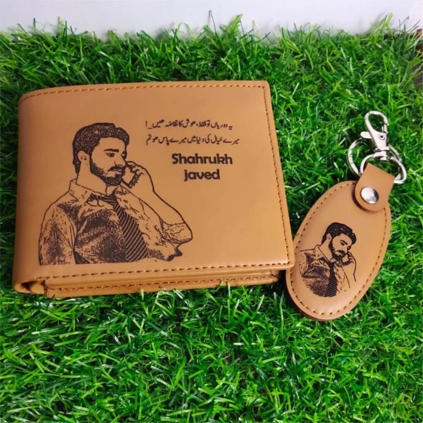 Customized Leather Wallet Set for Men – Personalized Name Engraved Premium Gift Set