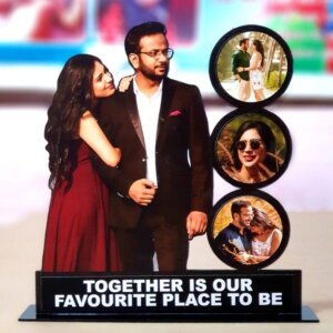Customized Black Plywood Couple Frame – Personalized Romantic Photo Wall Frame