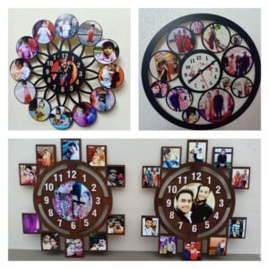 Customized Plywood Frame Clock – Personalized Wooden Wall Clock with Photo & Name