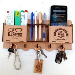 Customized Plywood Mobile & Keys Hanging Stand – Personalized Wooden Organizer for Home