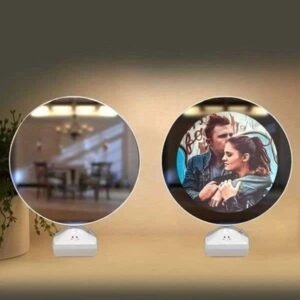 Customized Round Magic Mirror – Personalized LED Touch Sensor Mirror with Name Design